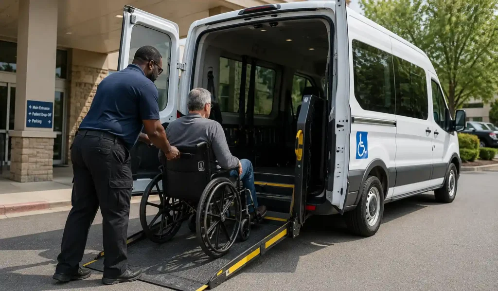 wheelchair accessible medical transportation van ramp