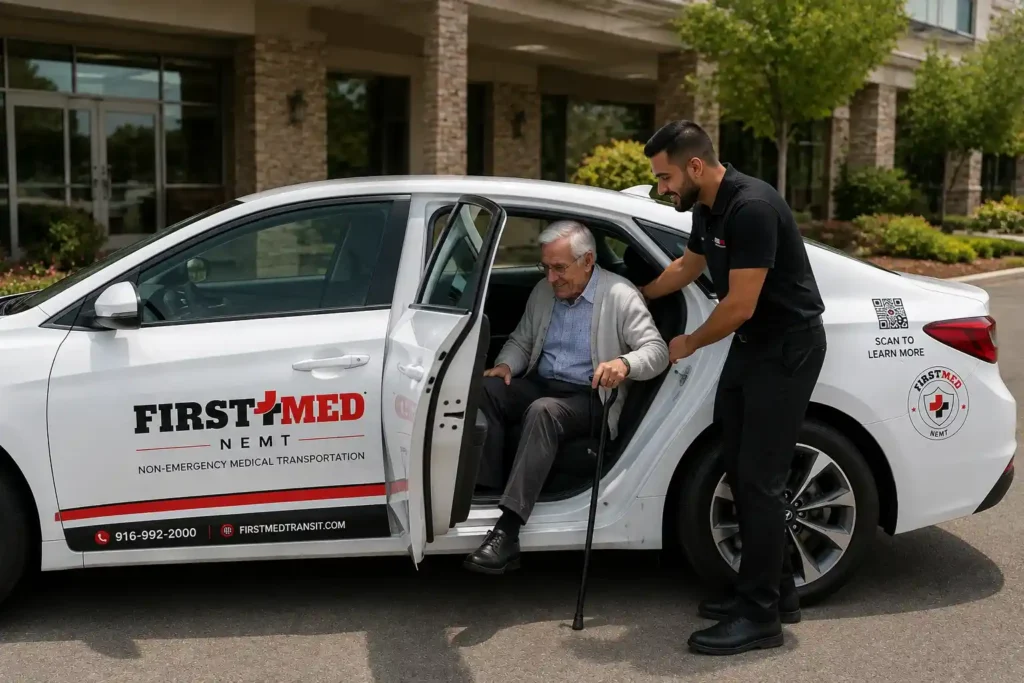 How to get a ride home from a medical procedure? Senior receiving assistance with transportation home