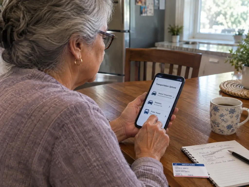 Senior Researching Medicare Transportation Coverage