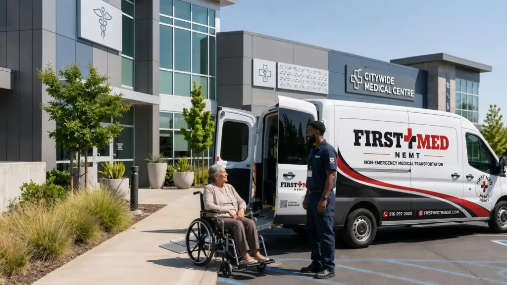 Non-emergency medical transportation in Roseville providing safe, reliable, and wheelchair-accessible rides for medical appointments, hospital visits, dialysis treatments, and healthcare travel.